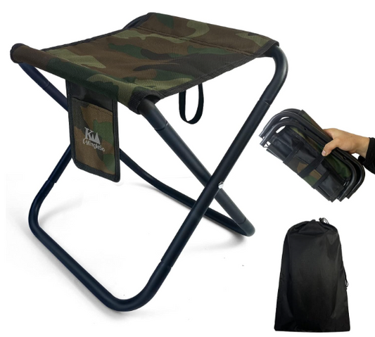 Upgraded Field Folding Stool 13 Inch Field Stool w/ Carry Bag, Holds Up to 450lbs [BDU Camo]