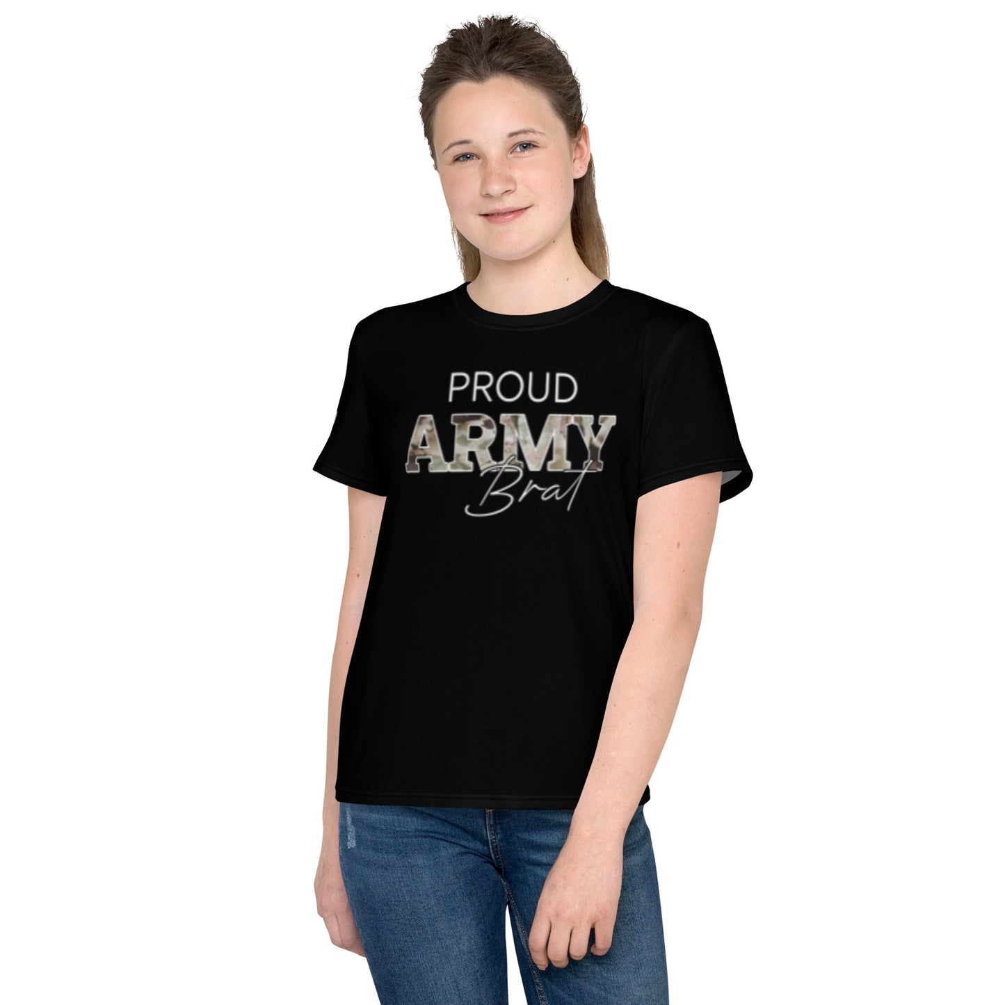 Proud Army Brat Youth Crew Neck T-Shirt