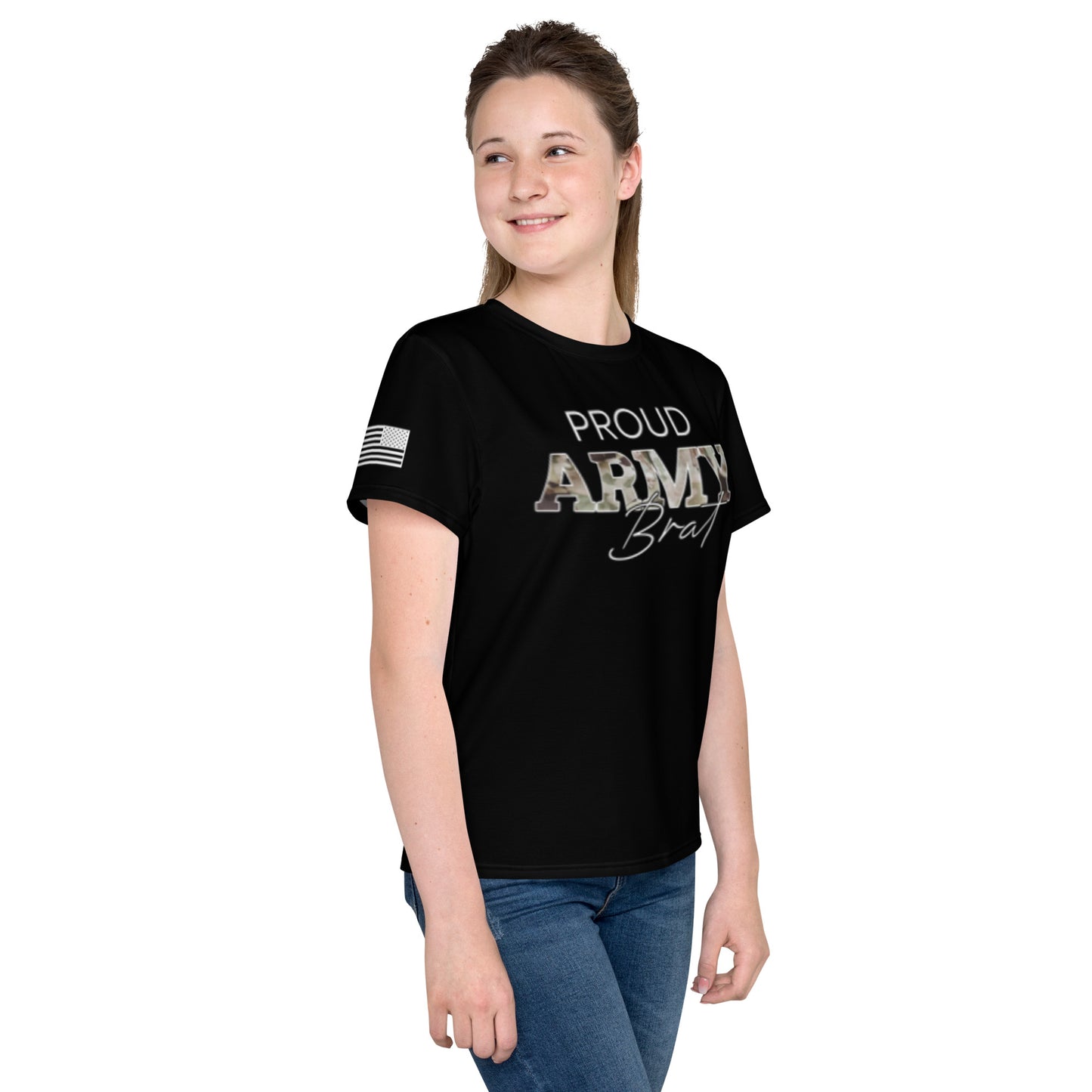 Proud Army Brat Youth Crew Neck T-Shirt