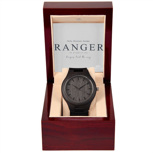 Army Ranger Wooden Watch (Sandlewood+Leather)