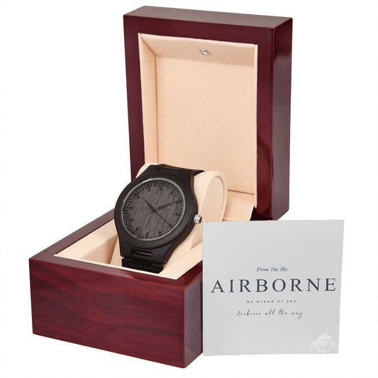 Army Airborne Wooden Watch (Sandlewood+Leather)
